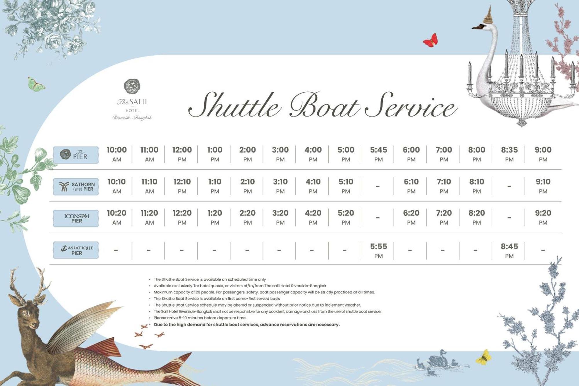 The Salil Hotel Riverside Bangkok Ngoại thất bức ảnh Shuttle boat service timetable